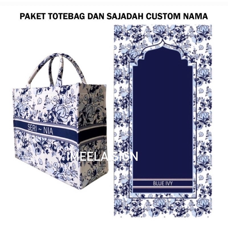 Tote Bag &amp; Sajadah Custom Nama (7 Variasi Motif) / Tas Tote Custom Nama / Totebag Custom Nama