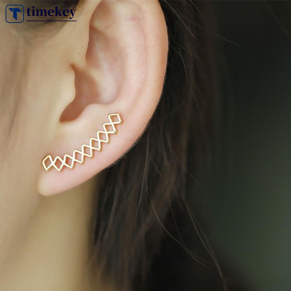 Timekey Anting Tusuk Gantung Desain Geometri Hollow Untuk Wanita A7K5