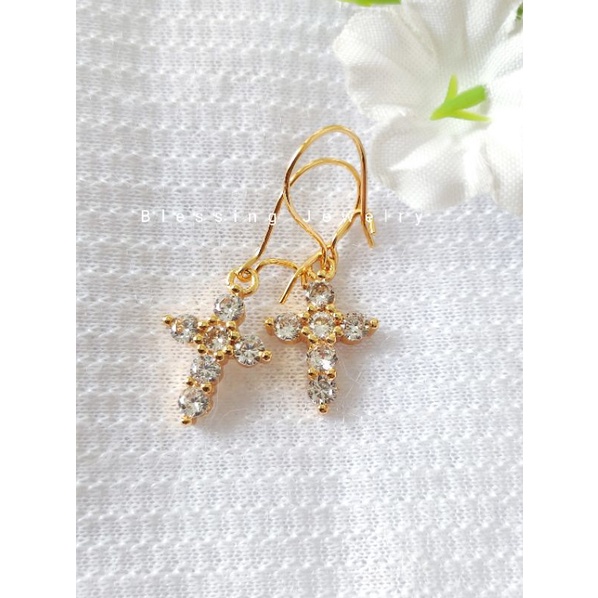 Anting Jurai Xuping Salib Warna Emas Wanita