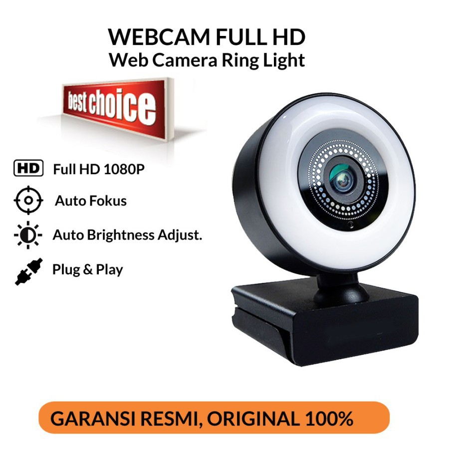 Webcam Camera Full HD 2K Auto Focus Camera USB Ring Light Matrix B12