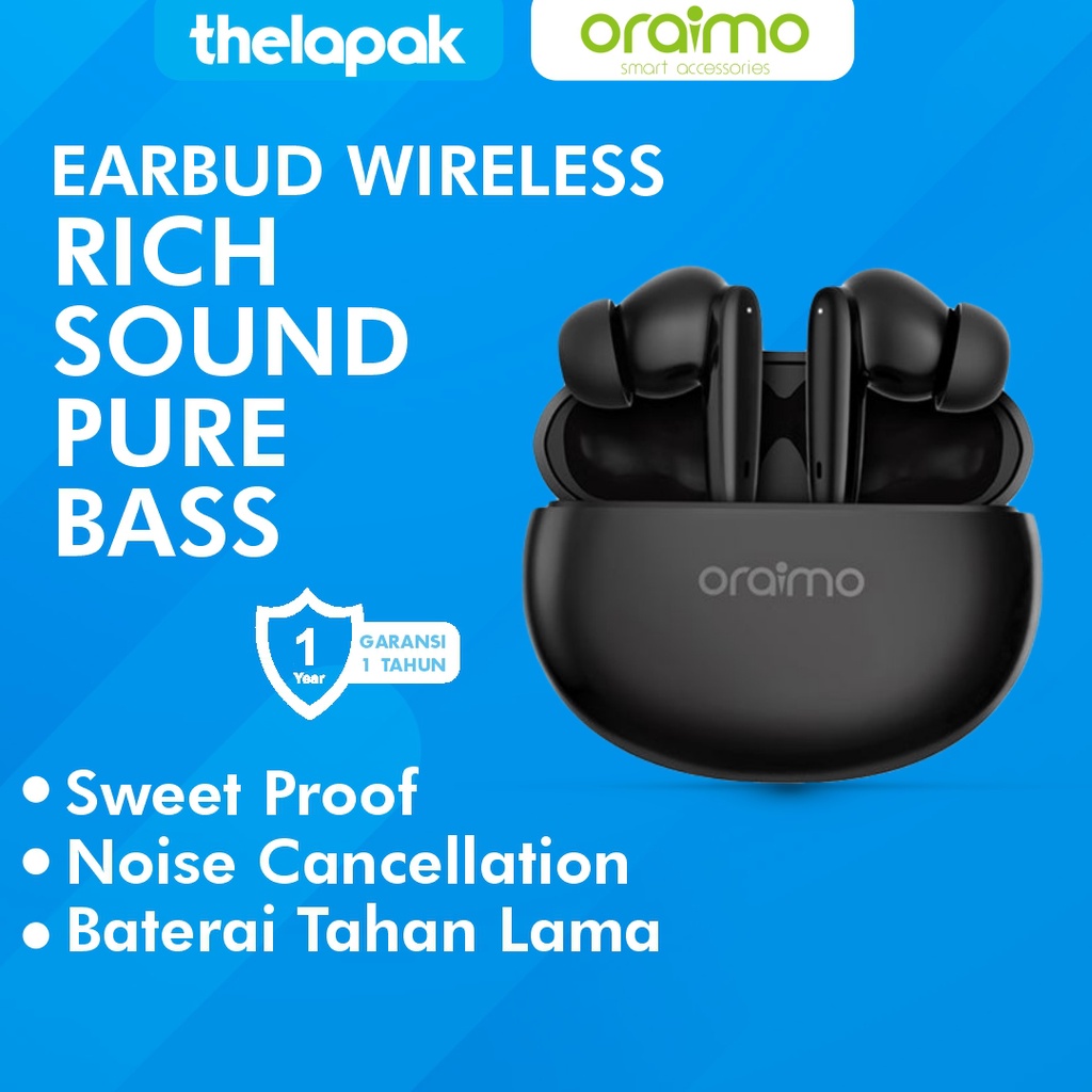 Bluetooth Headset Oraimo Riff TWS Earbuds 4.5 Hours Playtime USB Type-C E02D