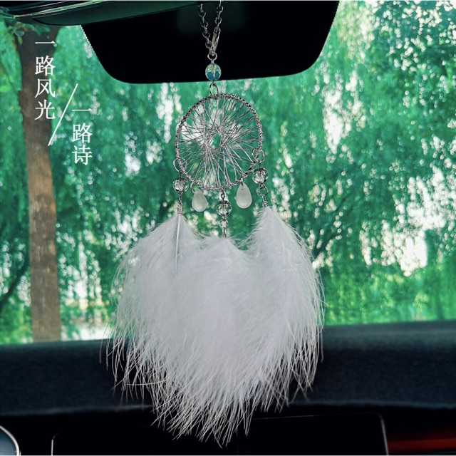 Gantungan spion Gantungan Dream Catcher Handmade Warna Putih untuk Kaca Spion Mobil Dream Catcher Car Pendant | Gantungan Pajangan Kaca Spion Tengah Mobi