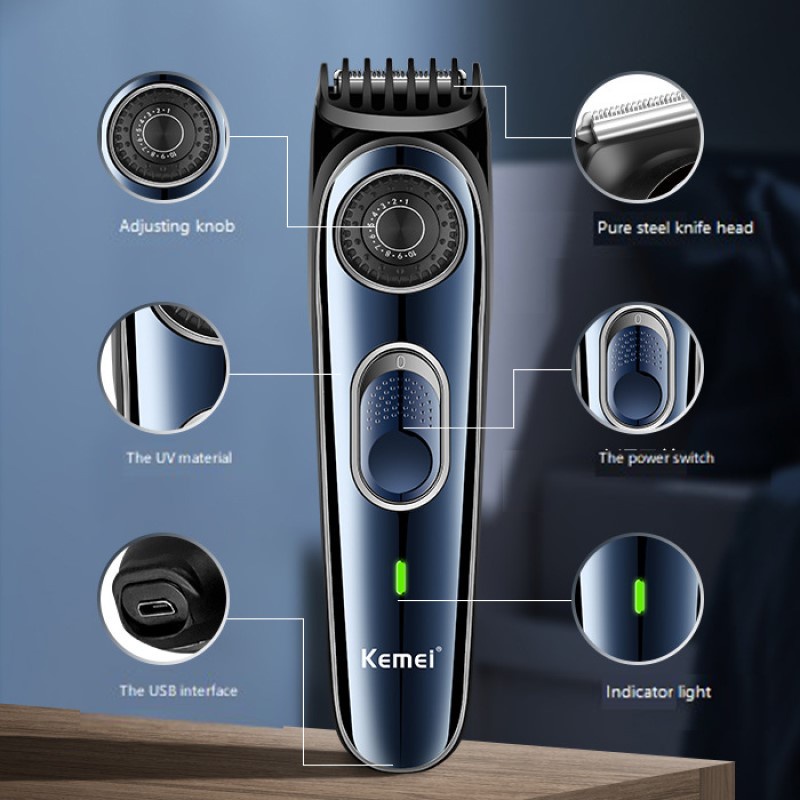 Kemei KM-1256 Hair Clipper Electric Trimmer Wireless Rechargeable