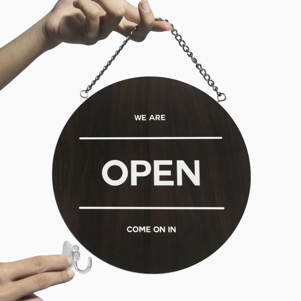 Papan tanda OPEN CLOSE toko PLYWOOD / KAYU - sign open close BOLAK BALIK