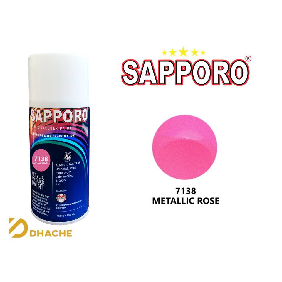 Cat Semprot METALLIC ROSE 7138 Pink Sapporo Spray Pylox Pilox 300cc