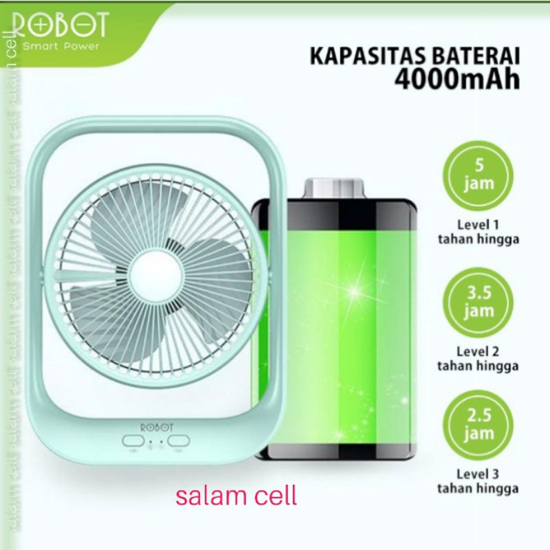 Kipas Portable ROBOT RT BF13 Baterai 4.000mAh Original Garansi Resmi