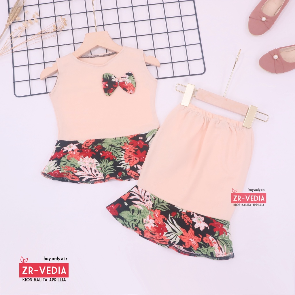 Setelan Zizi Anak uk 3-4 Tahun / Atasan Bawahan Rok Perempuan Peplum Cewek Set Baju Pesta Import