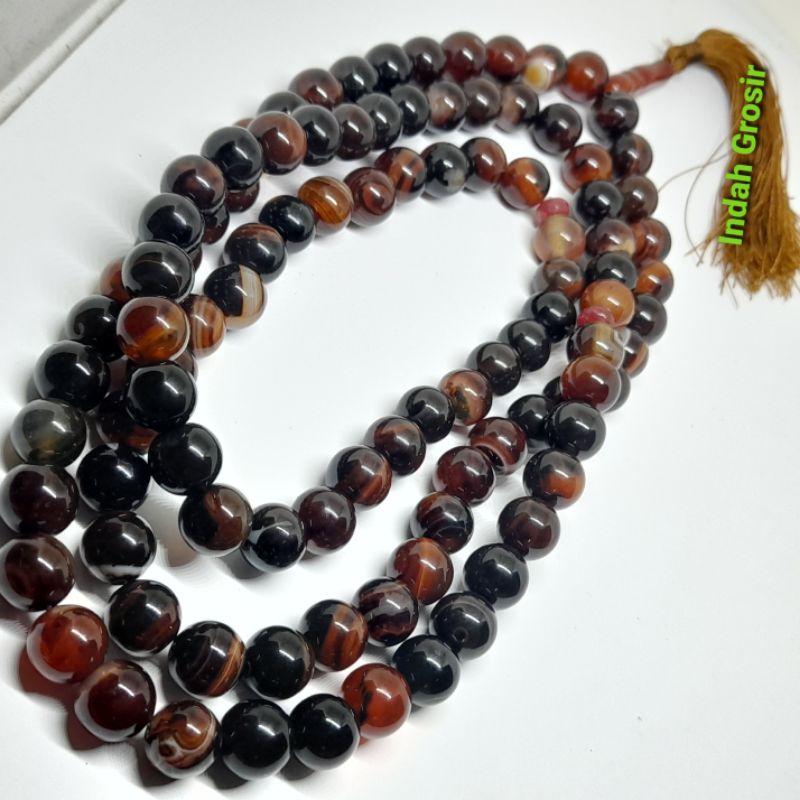 Tasbih Jumbo 12mm Batu Aki Sulaiman Madu 99butir Jaminan Asli 100%