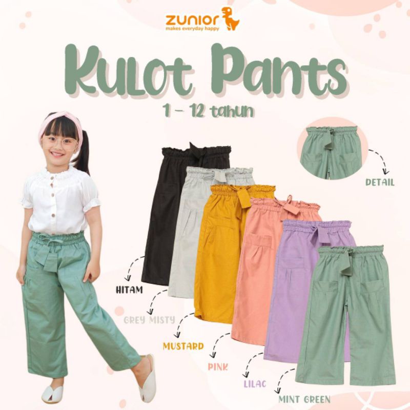 Celana Anak Perempuan Kulot Zunior Premium 1-12 Tahun
