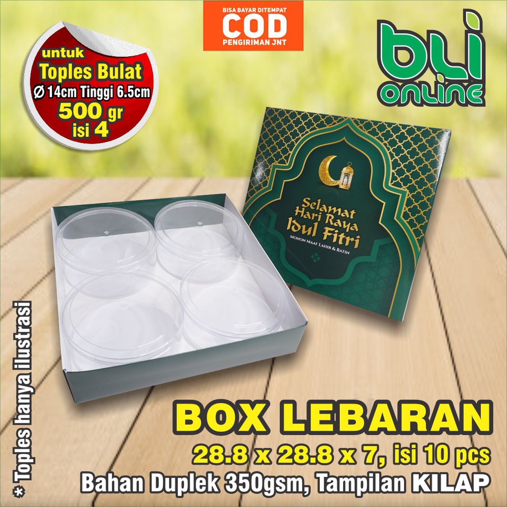 

Box Lebaran 28.8 x 28.8 x 7 isi 10 pcs / Hampers Lebaran / Kardus Lebaran / Dus Kue Kering / Kotak Idul Fitri