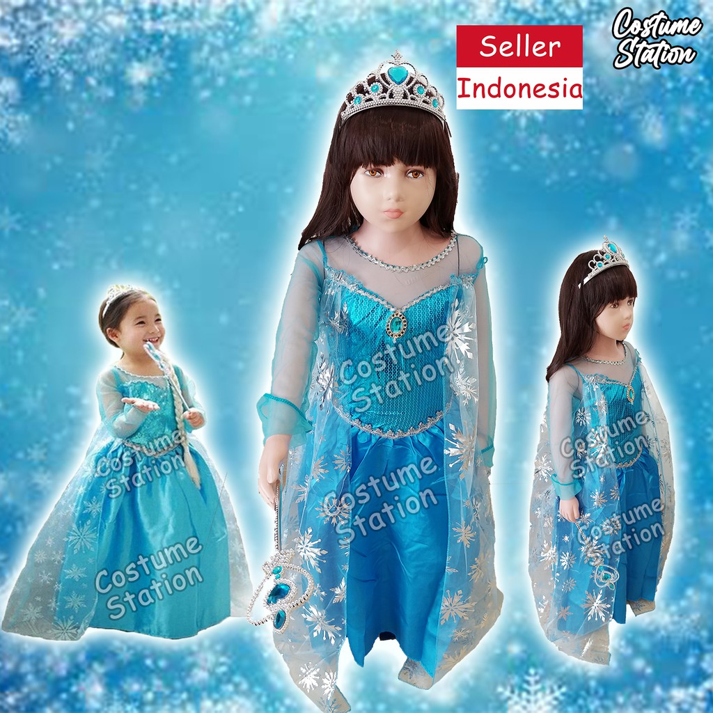 Kostum Elsa Frozen / Costume Disney Princess Elsa anak perempuan