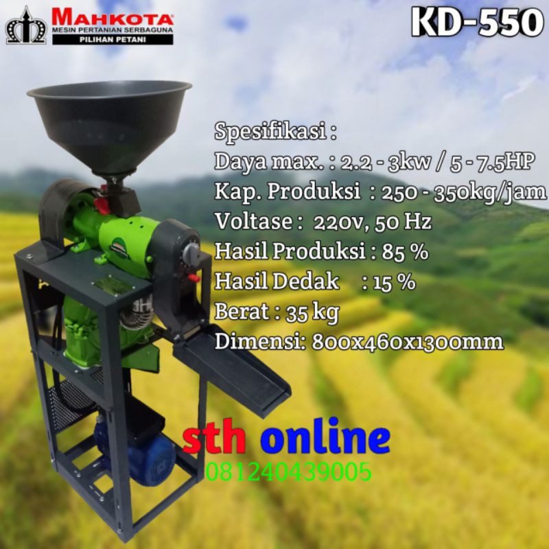 Mesin Giling Padi KD-550 Komplit Penggerak Dinamo