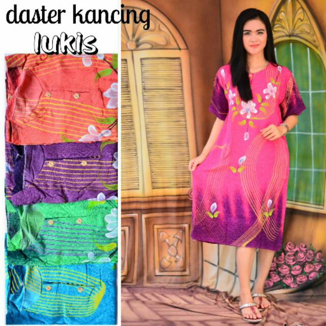 Daster kancing lukis grosir murah wanita fashion pakaian cewek kekinian panjang batik tanah abang