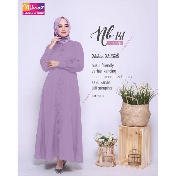 GAMIS NIBRAS TERBARU 2021/GAMIS DEWASA REMAJA/PAKAIAN MUSLIM WANITA//NB 141 ABU L,XL,XXL