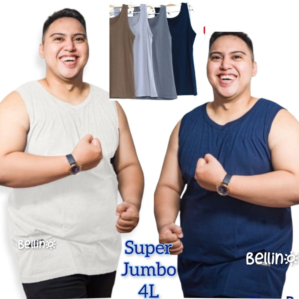 Super Jumbo Singlet Wanita Pria Unisex  4L XXXL Premium Adem Kaos Singlet Cewek Big Size  LD 140cm Strech Melar Kaos Dalaman Unisex XXXL Tanktop Wanita Jumbo Kaos Dalaman Ukuran Super Jumbo