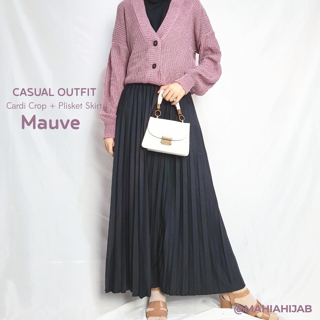 Crop Cardi Set Cardigan + Rok Plisket by mahiahijab murah OOTD , paket hemat , KOREAN STYLE,  Outfit Rajut, SETELAN LENGKAP , Part 2