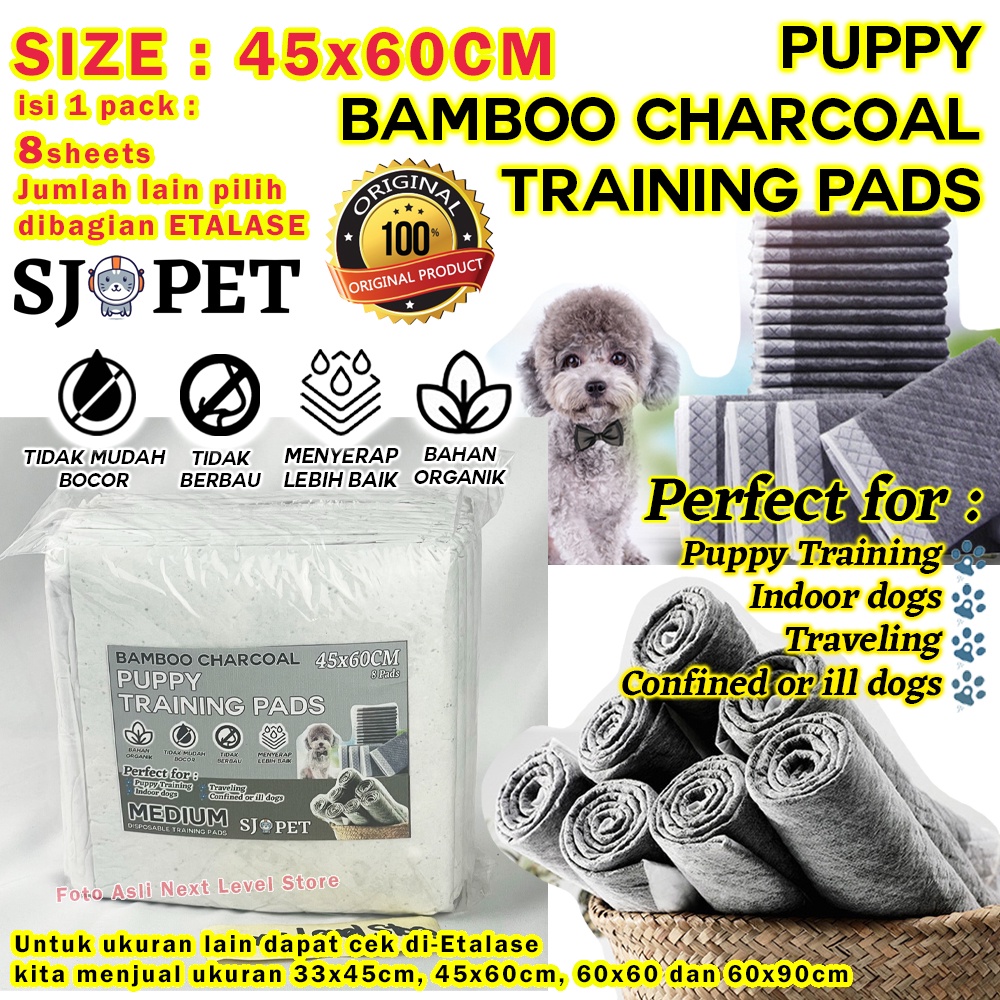 45x60cm - 8 pcs - Charcoal Bamboo Pet Training Pad Diaper Dog 45x60