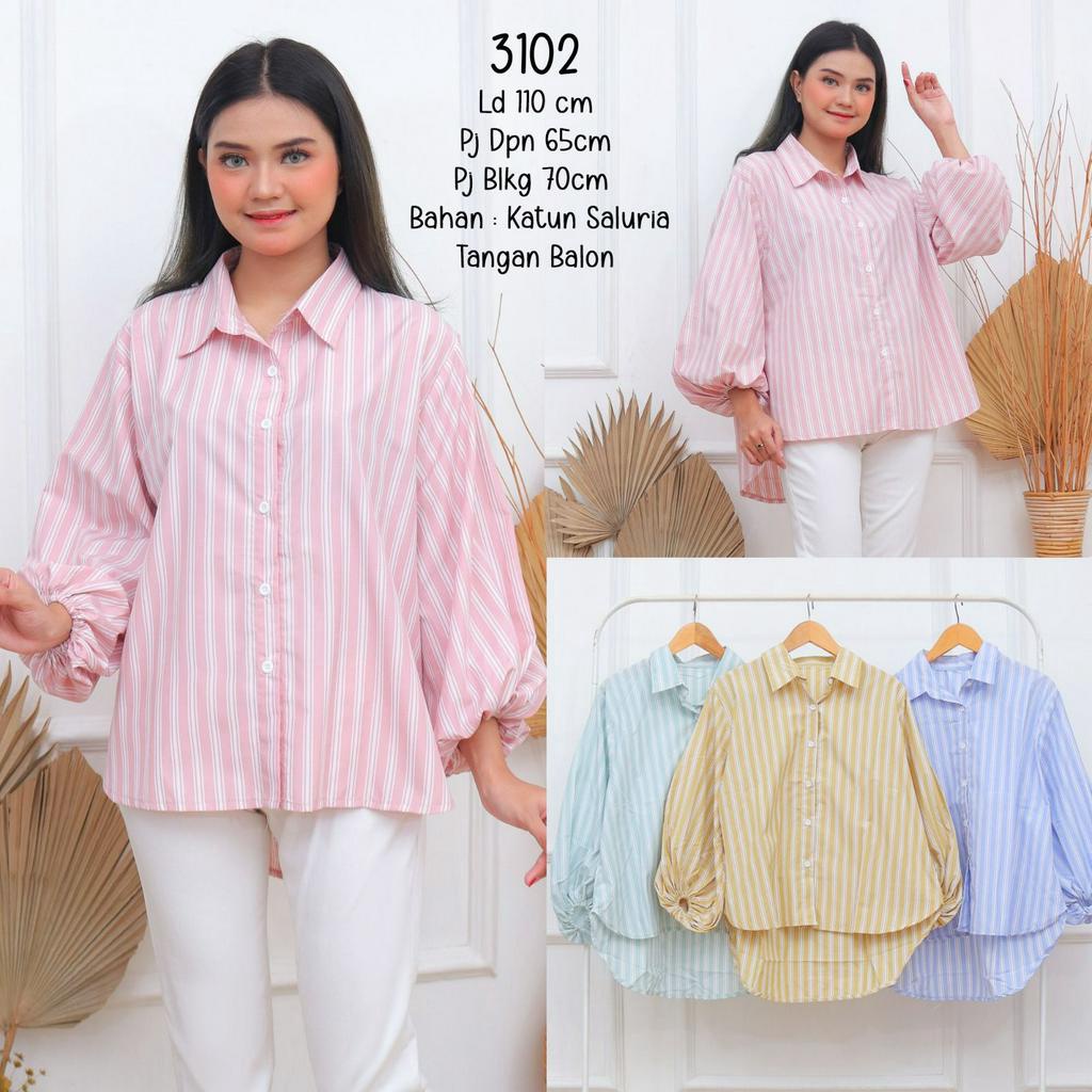 AS FASHION-YV3102-ATASAN WANITA TERBARU 2023-BAJU ATASAN WANITA-PAKAIAN KEMEJA WANITA JUMBO