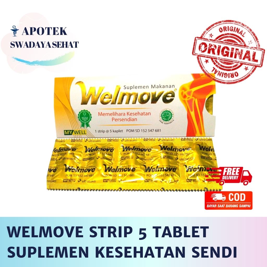 WELMOVE STRIP - Suplemen Kesehatan Persendian Tulang Vitamin Sendi Isi 5 Tablet Mineral