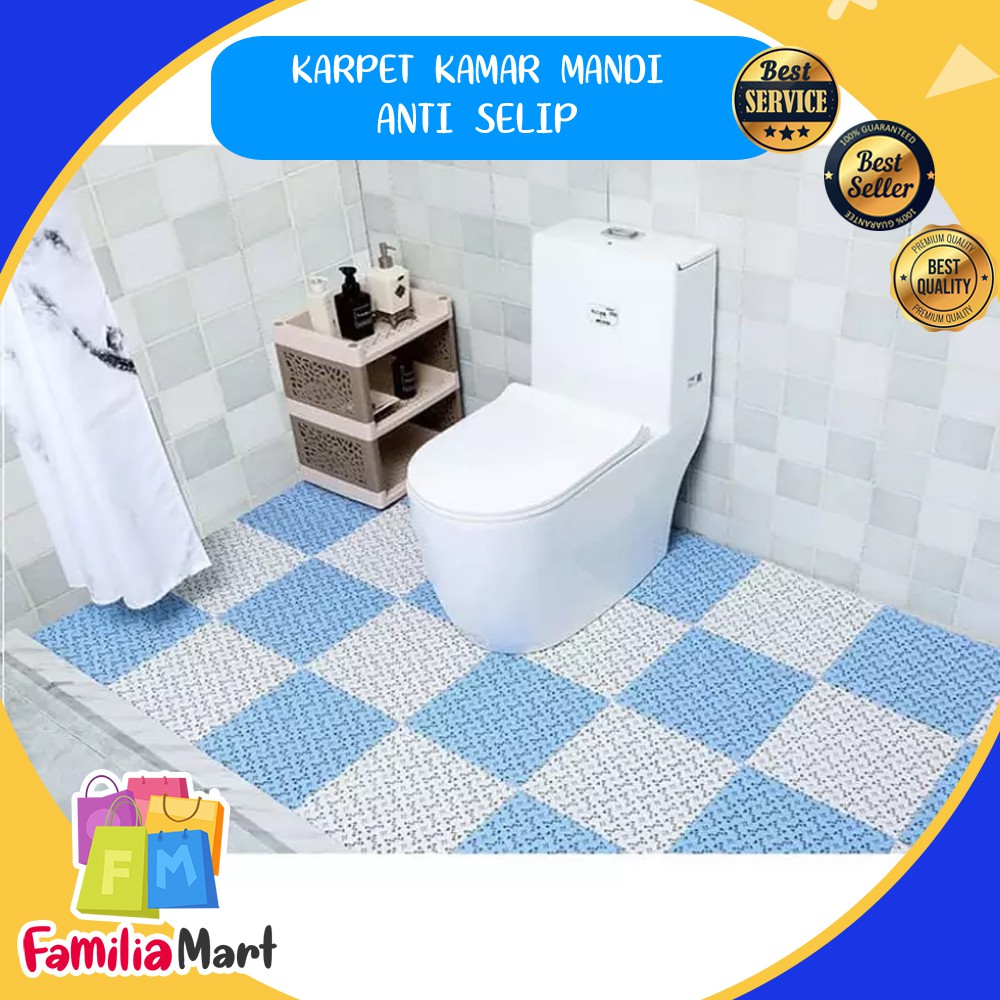 Karpet Kamar Mandi Anti Slip Keset Lantai Anti Licin Motif Polkadot Dapur 30 x 30 cm