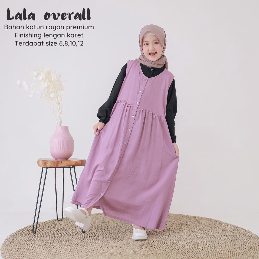 New-Busana Muslimah Anak/Gamis Anak Polos - Lala Overall Kids - Bahan Katun Rayon Premium-Bisa COD