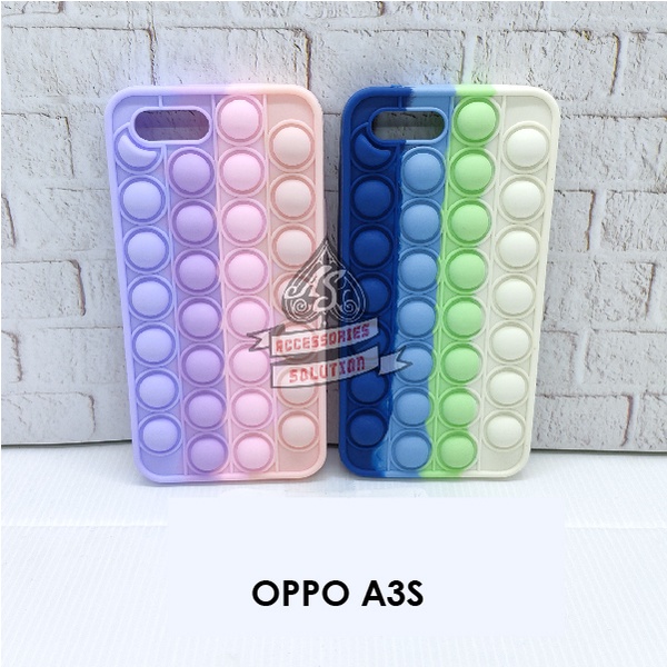 SILICONE CASE POP IT OPPO A83 - CASE PENGHILANG STRESS PUSH IT BUBBLE CASE RAINBOW