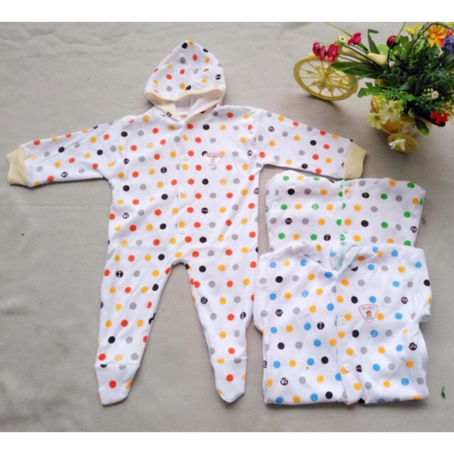 3 PCS Jumper Bayi Terbuka dan Tutup Kaos Kaki / kaki buka polkadot / Jumper bayi newborn Unisex