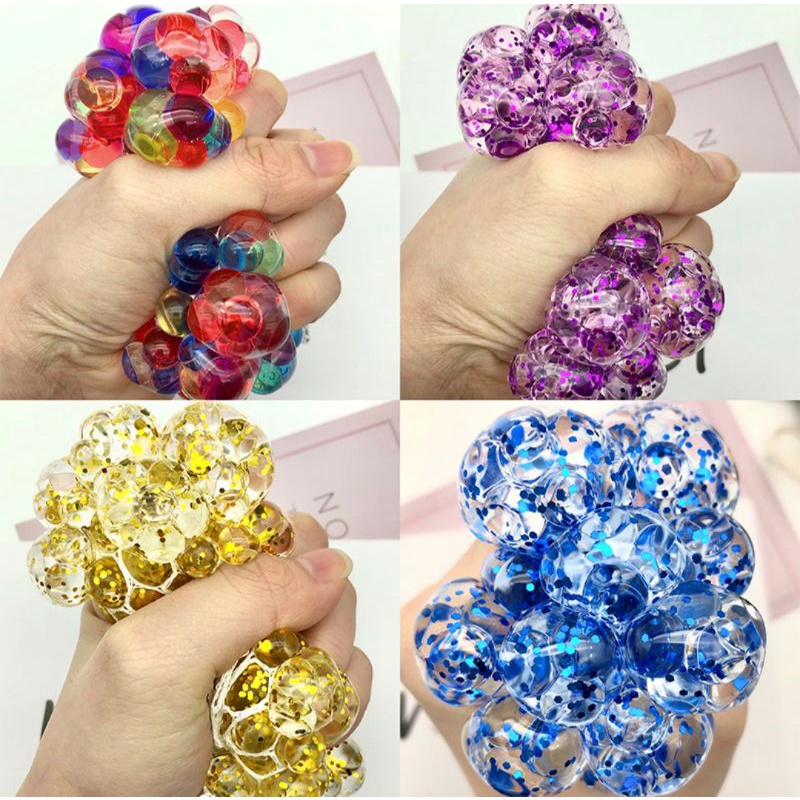 MESH SQUISHY Ball 5cm - Mainan Bola Squishy Waterbead Hydrogel Mainan Edukasi AntiStress Fidget Color Sensory Toy Office Stress Ball Press