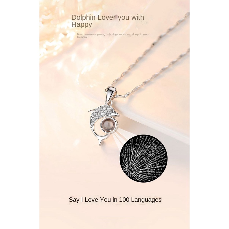 Kalung Liontin Lumba-Lumba Model Hollow Out Bahan Stainless Steel Warna Rose Gold Untuk Wanita