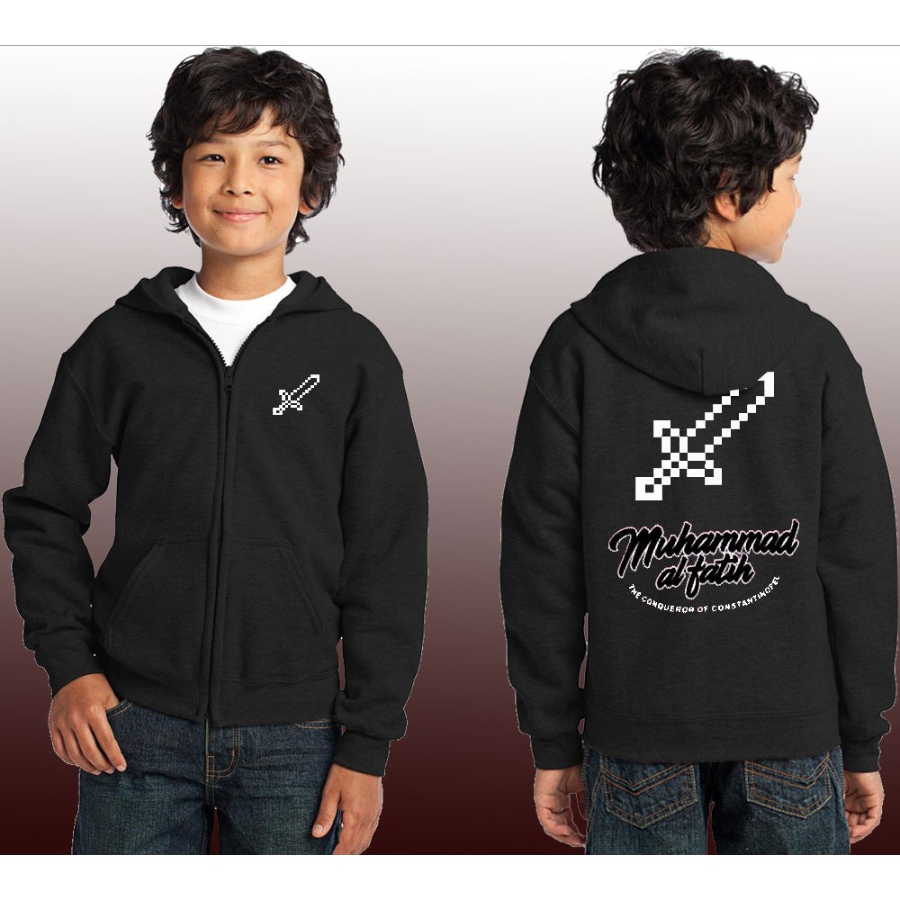 Jaket Zipper anak Muhammad Al fatih feat Minecraft