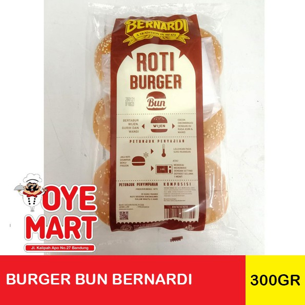 BURGER BUN BERNARDI 300GR ISI 6 ROTI BURGER