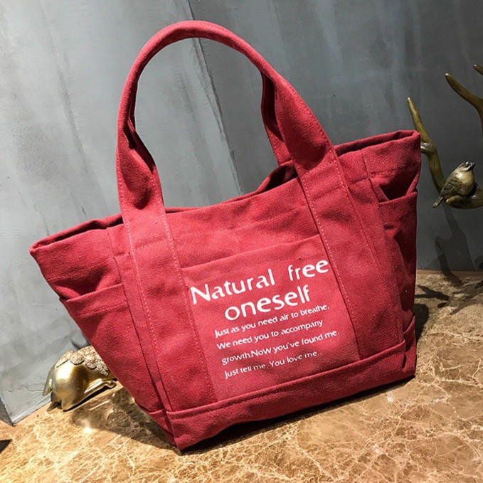 Jual TAS CANGKLONG WANITA TOTE BAG KANVAS MURAH TEBAL IMPORT MERAH