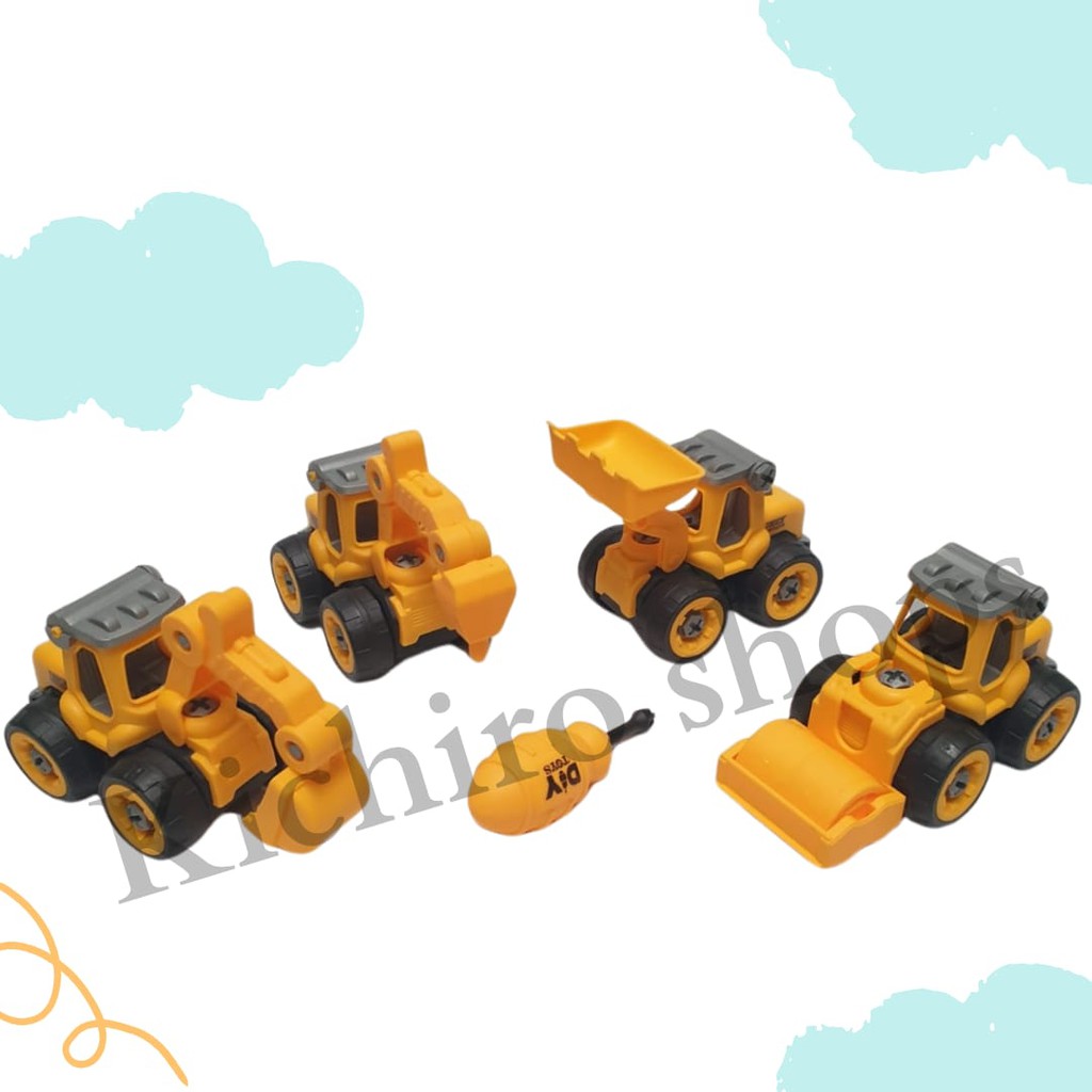Mainan Anak DIY ConstructionTruck Truk Konstruksi Bongkar Pasang - Kichiro Shops