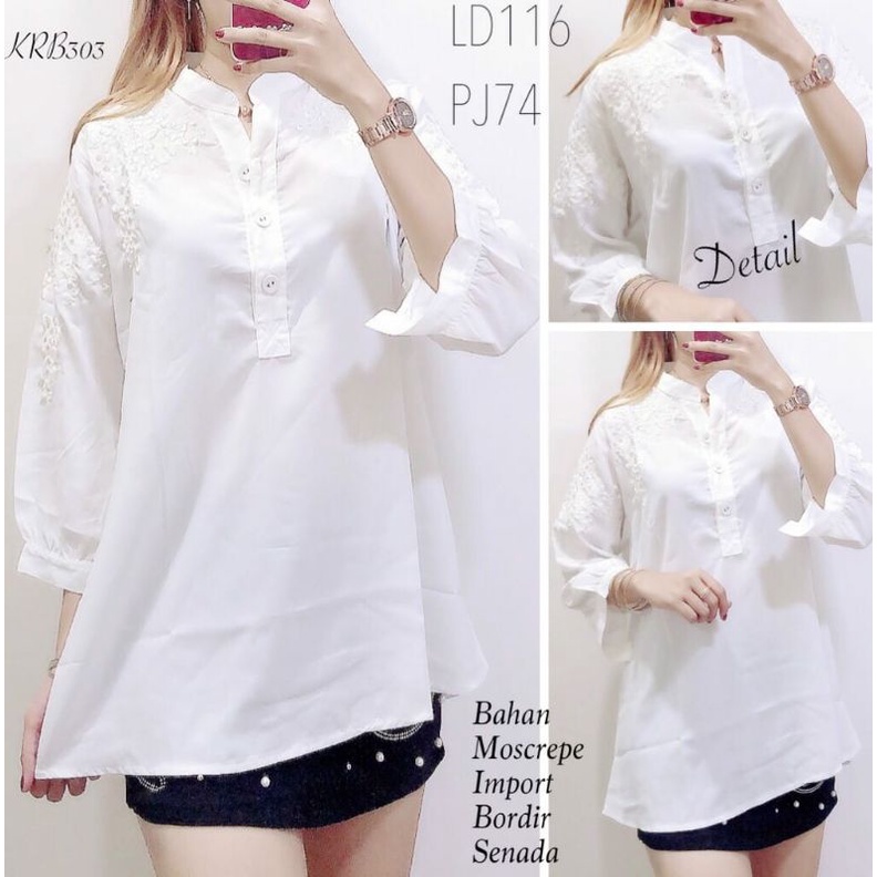 Atasan Putih Bordir Bunga Blus Putih Timbul Bordiran Terbaru Cewek Wanita
