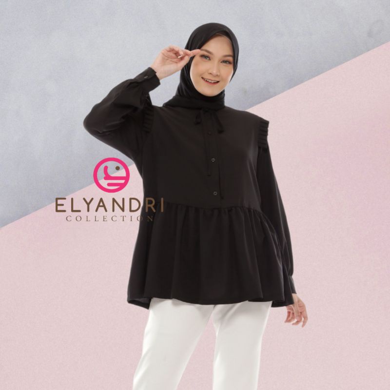 (COD) Casia Blouse Atasan Wanita polos Muslim warna hitam dan grey