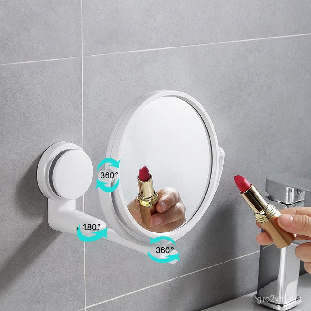 Folding Makeup Mirror Wall Mount Vanity Mirror Without Drill Swivel Bathroom Mirror Suction Folding