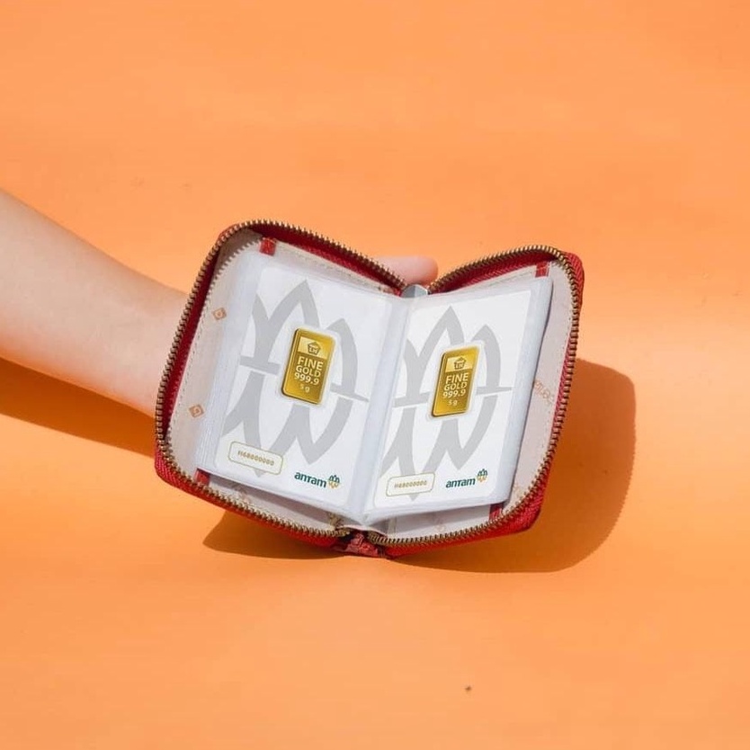 Berliano Leather | LM Case | GOLD SHINY | Dompet Antam 16 Slot  | Dompet kartu