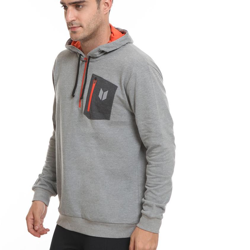 ➩ Enzoro - Pakaian Olahraga Pria Sweat Track  Hoodie Jacket- Grey ☉