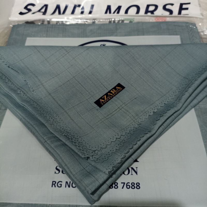 Jilbab SANDI MORSE LC azara voal waffel lasercut terbaru kerudung segiempat murah grosir terbaru-Sanmor Light grey