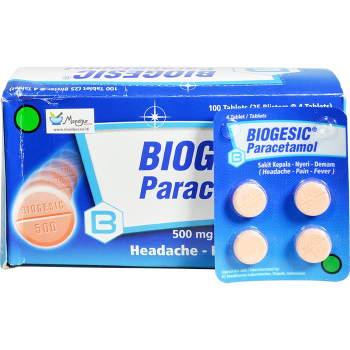 Biogesic Tablet 4 S - Obat Demam-Panas-Sakit Kepala-Gigi