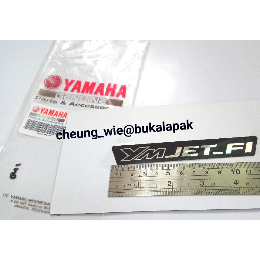 2SV-F839J-00  stiker YMJETF1 1pcs yamaha hitam crome ukuran 11cm ori YGP