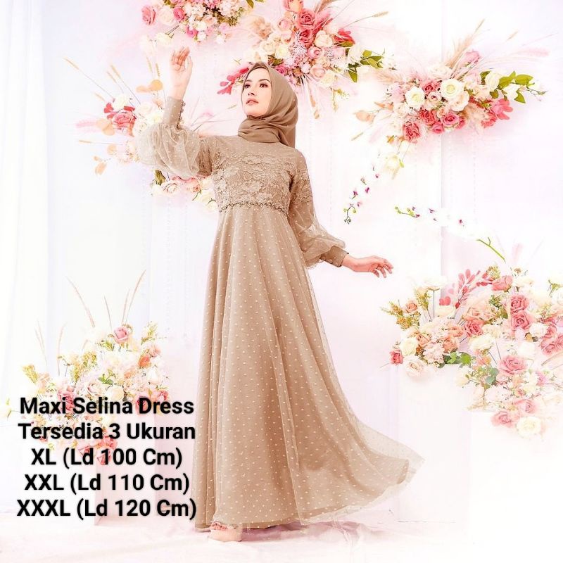 COD☑️Pakaian Gamis Terbaru/Maxi Selina Dress (3SIZE)/Gamis Tutu Tille Dot/Inah Dress Brokat Tile Dot/Pakaian Muslim tille Dot/Pakaian Pesta/Good Quality