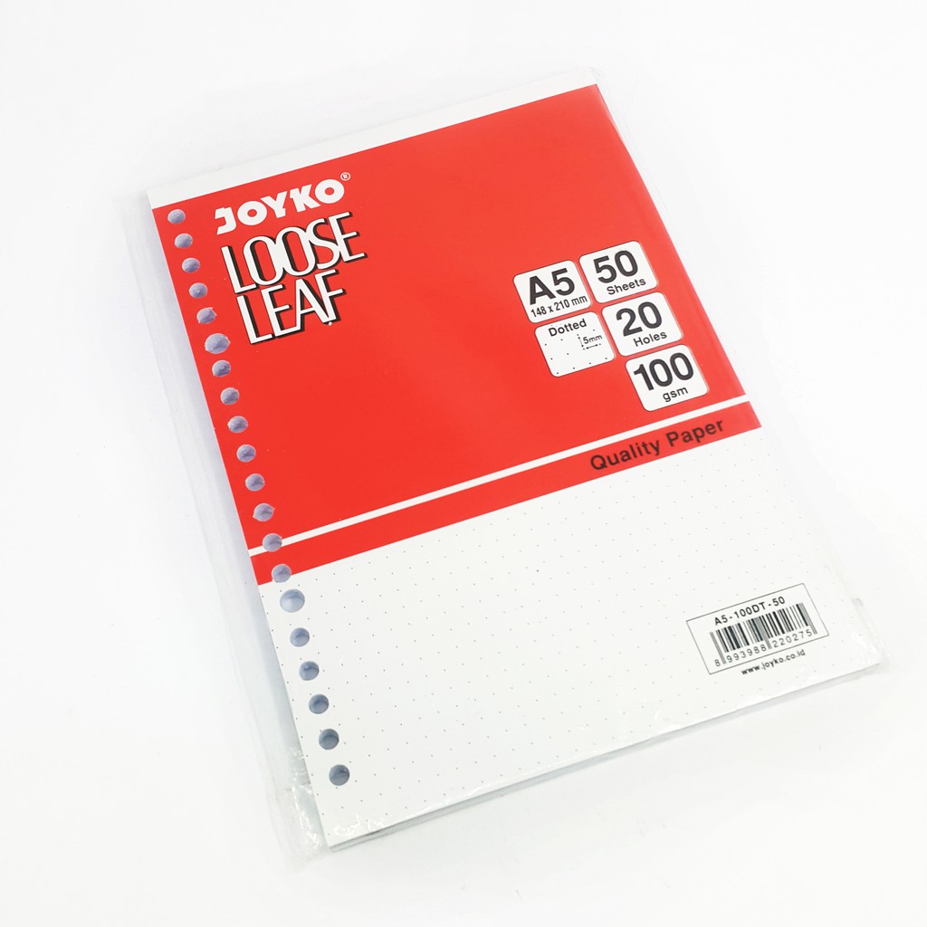 

Loose Leaf Isi Kertas File Binder Joyko A5-100DT 50 Lembar Dotted