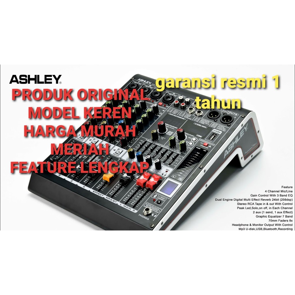 Mixer Ashley 4 Channel Selection-4 Bluetooth Usb Equalizer Original