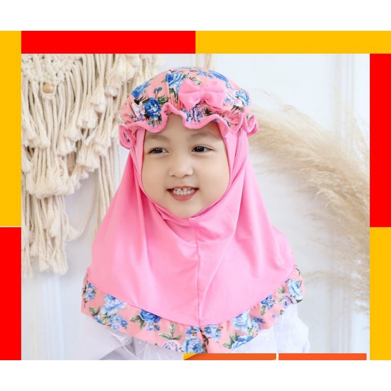 2in1 Jilbab + turban topi bayi &amp; anak led musik 0-2 tahun alisa flower