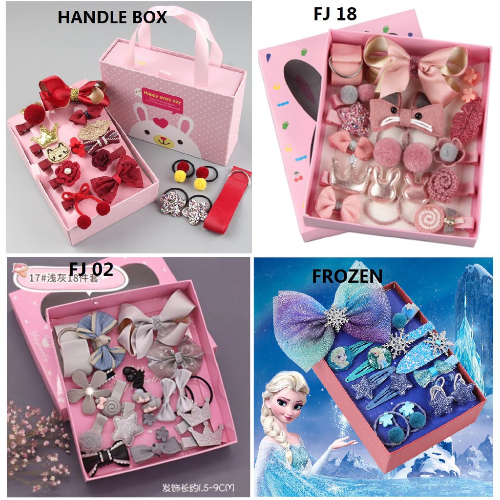 Ikat Rambut 15 / 18 Pcs Gift Set Frozen Kualitas Tinggi Karet Jepitan Gaya Korea Fashion Cocok Hadia