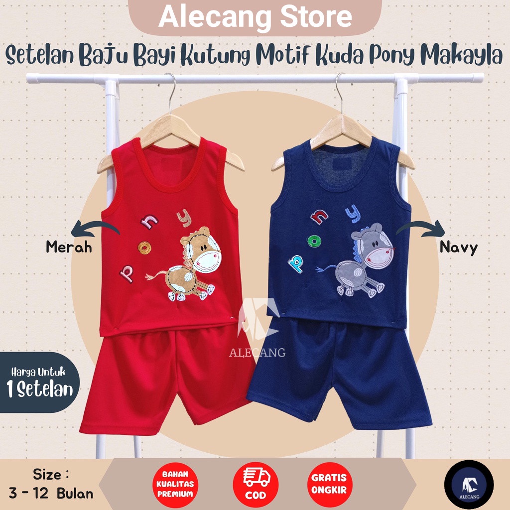 Setelan Baju Bayi Kutung 3 - 12 Bulan merk Makayla - KUDA PONY