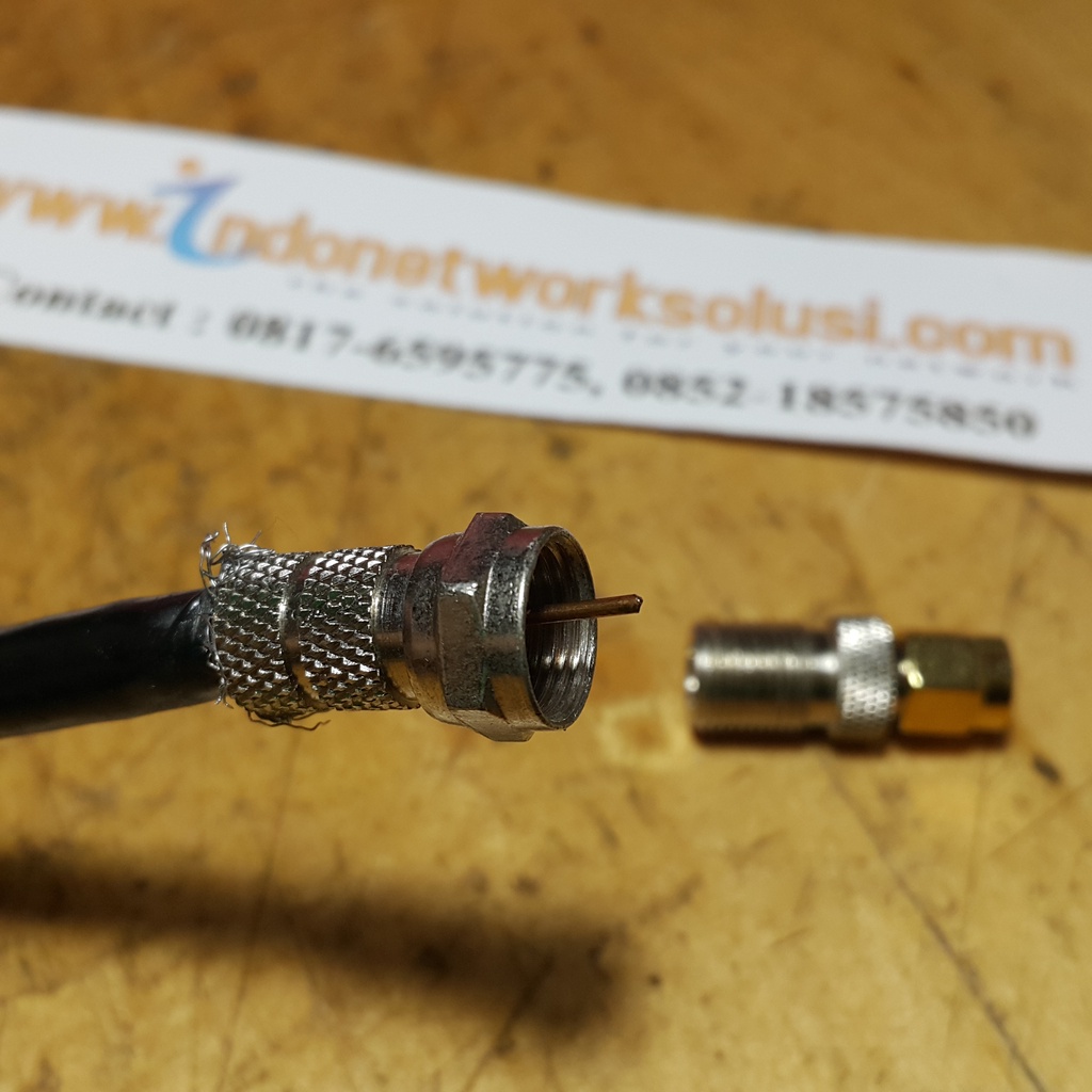 KONEKTOR CONNECTOR CONVERTER BARREL Adapter F Female to RP-SMA Male dari modem ke TV Parabola