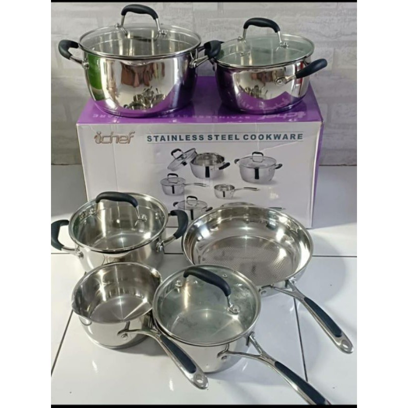 panci set cosmo iChef full stainless steel 10 pcs