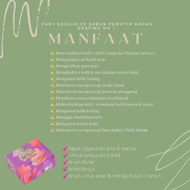 WHITENING SOAP • SABUN MANDI PEMUTIH WHITENING ZARV SKINCARE